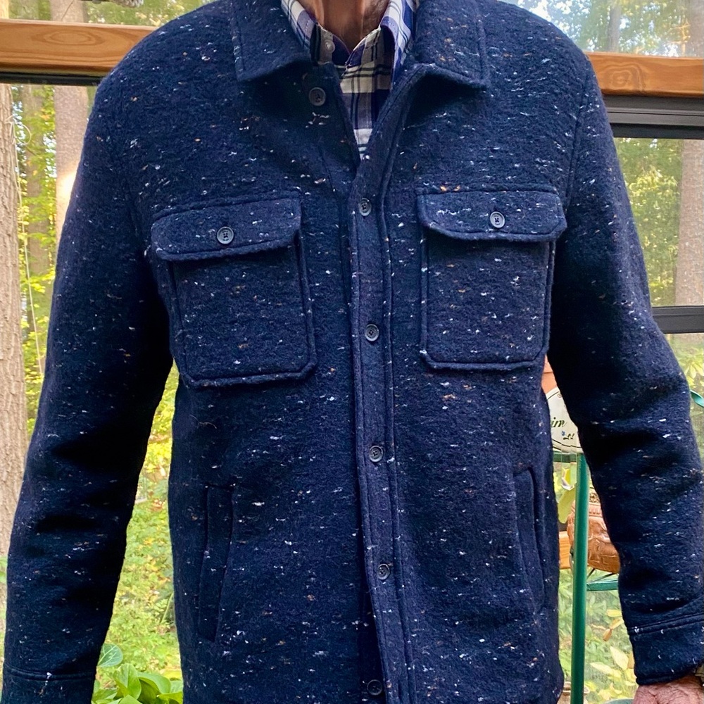 Robert Graham Navy Blue Speckled Wool Blend Jacket